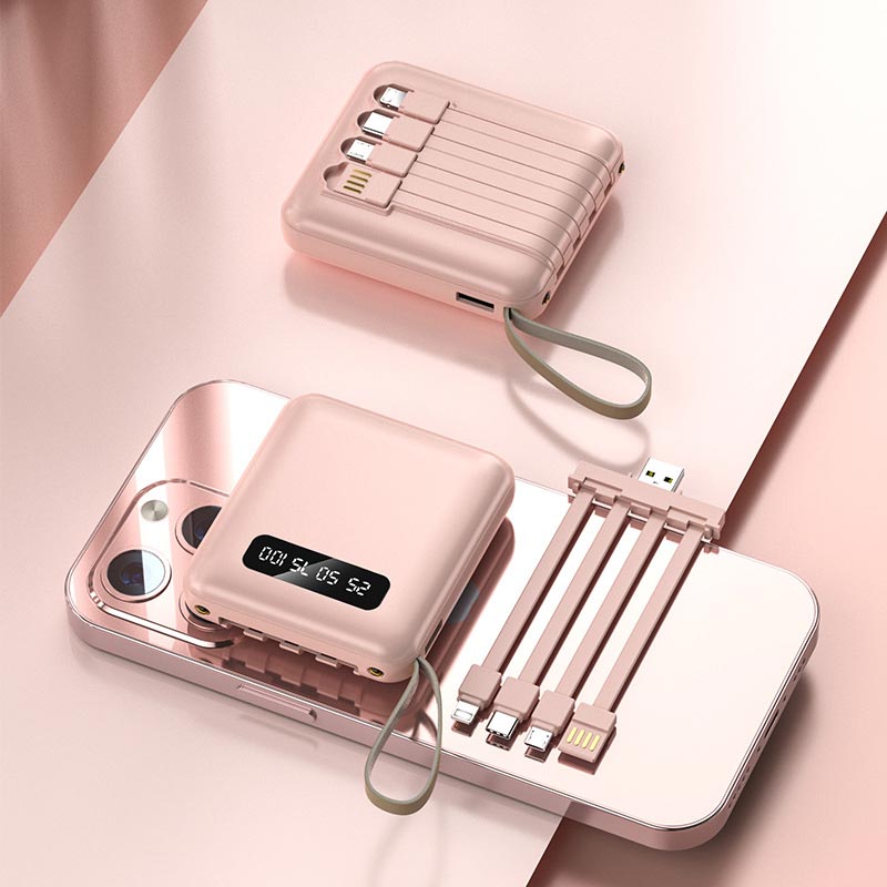 Compacte Powerbank 20000mAh Geïntegreerde Kabels LED Display Snelladen Draagbaar Mobiel Opladen Onderweg | Sansoti