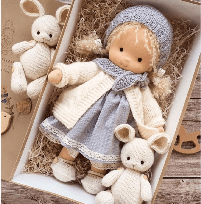Handgemaakte Knuffelpop 35cm Zachte Vulling Katoenen Jersey Fantasiespel Creatief Speelgoed Kinderen Vanaf 2 Jaar | Sansoti