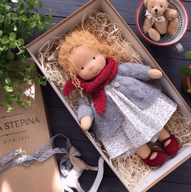 Handgemaakte Knuffelpop 35cm Zachte Vulling Katoenen Jersey Fantasiespel Creatief Speelgoed Kinderen Vanaf 2 Jaar | Sansoti