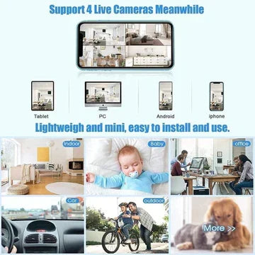 Mini Draadloze Magnetische Bewakingscamera met Livestream Audio Video Nachtzicht Wifi voor Binnen en Buiten | Sansoti