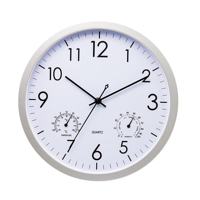 Outdoor Clock with Thermometer Weatherproof Analog Large Black White for Garden Patio Balcony Retro Design | Sansoti