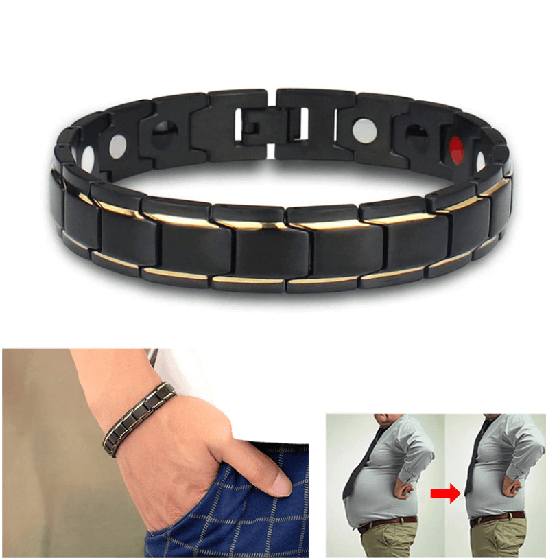 Bracelet magnétique en acier inoxydable avec thérapie par ions infrarouges pour le bien-être quotidien, unisexe, 21cm | Sansoti