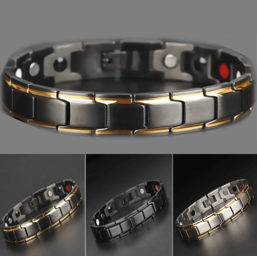 Bracelet magnétique en acier inoxydable avec thérapie par ions infrarouges pour le bien-être quotidien, unisexe, 21cm | Sansoti