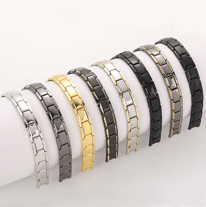 Bracelet magnétique en acier inoxydable avec thérapie par ions infrarouges pour le bien-être quotidien, unisexe, 21cm | Sansoti