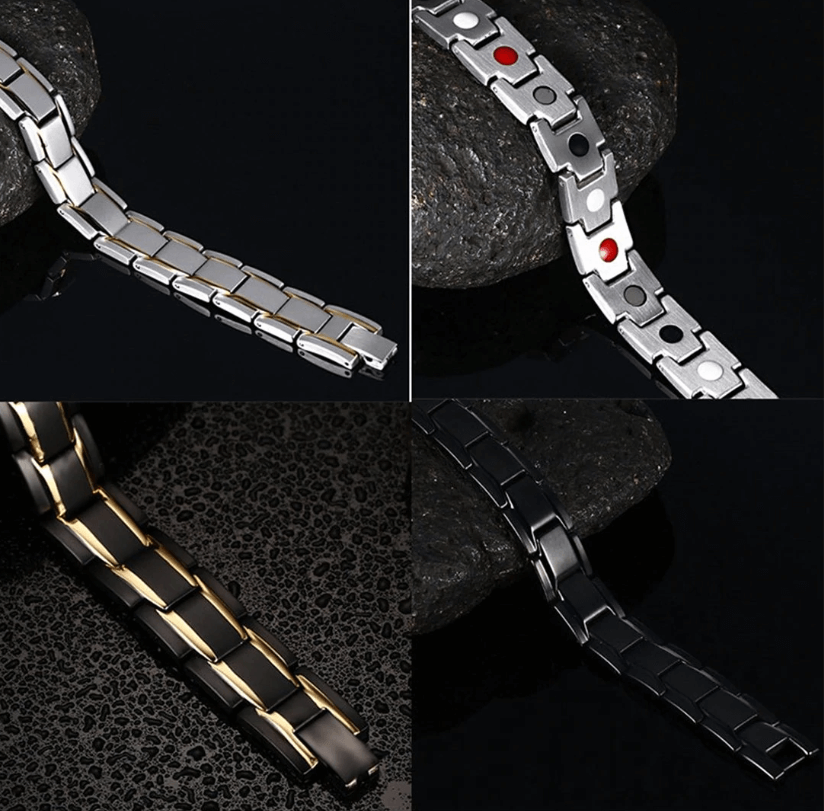 Bracelet magnétique en acier inoxydable avec thérapie par ions infrarouges pour le bien-être quotidien, unisexe, 21cm | Sansoti