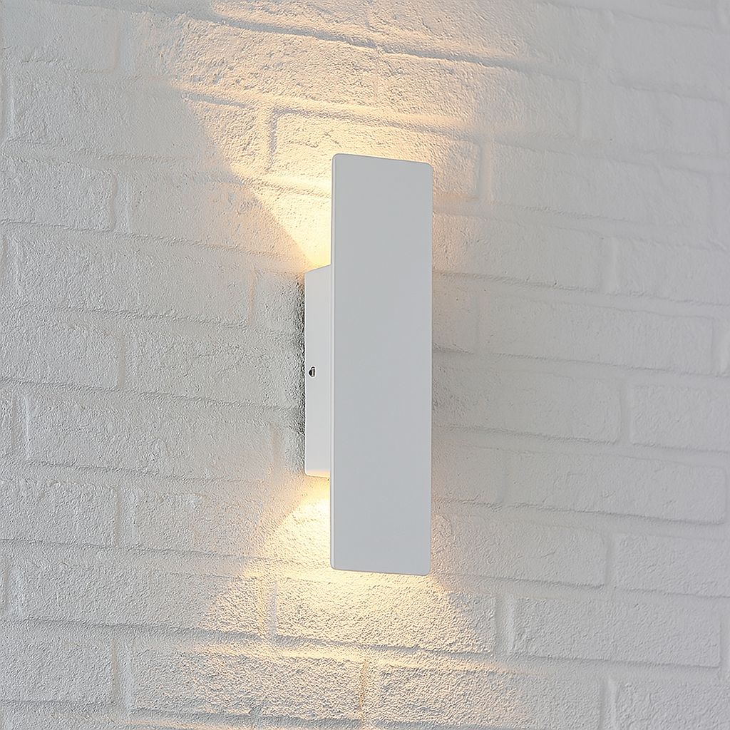 Wetterbeständige Aluminium-Wandleuchte mit LED für den Außenbereich, Weiß, 20,5–61 cm, IP65 wasserdicht, Gartenbeleuchtung, Außenleuchte | Sansoti