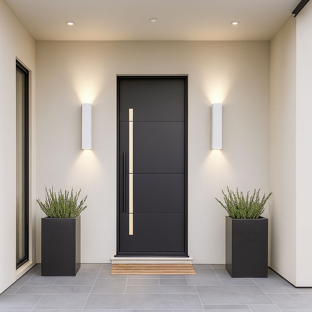 Wetterbeständige Aluminium-Wandleuchte mit LED für den Außenbereich, Weiß, 20,5–61 cm, IP65 wasserdicht, Gartenbeleuchtung, Außenleuchte | Sansoti