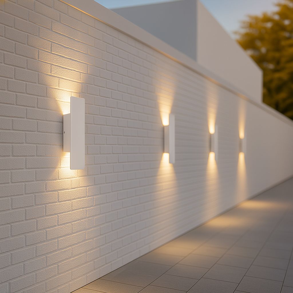Wetterbeständige Aluminium-Wandleuchte mit LED für den Außenbereich, Weiß, 20,5–61 cm, IP65 wasserdicht, Gartenbeleuchtung, Außenleuchte | Sansoti
