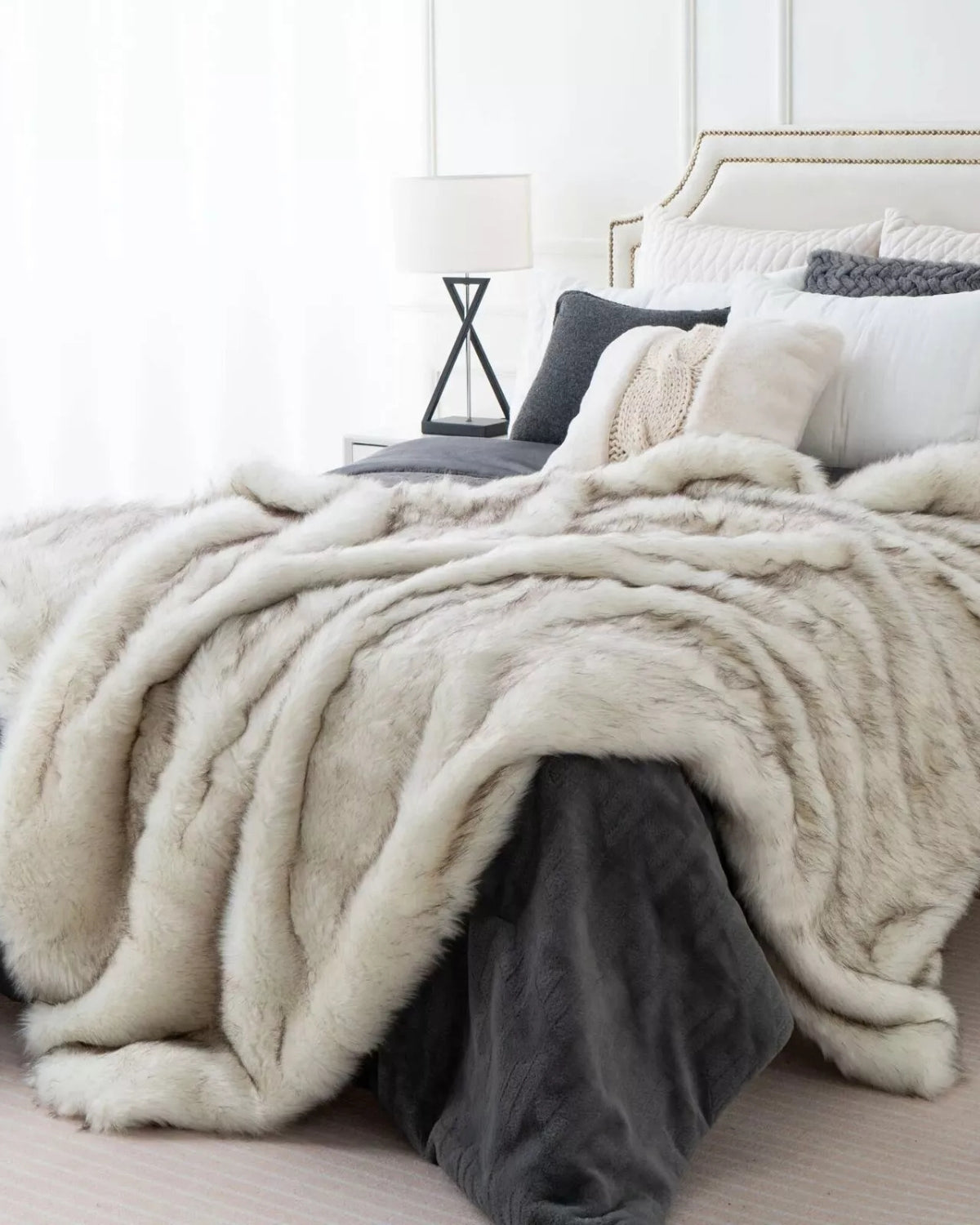 Imitatiebont Plaid 127x152cm of 150x200cm Wit Bruin Grijs Goud Scandinavische Woonkamer Slaapkamer Decoratieve Luxe Zachte Textiel Premium Woondeken | Sansoti