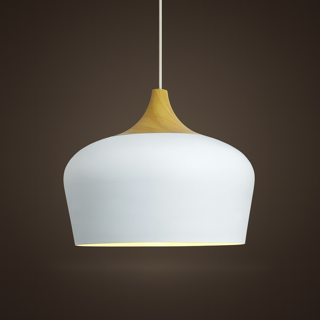 Hängelampe Pastell Aluminium Holz Retro Kuppel Kugel E27 Kinderzimmer Wohnzimmer | Restfield
