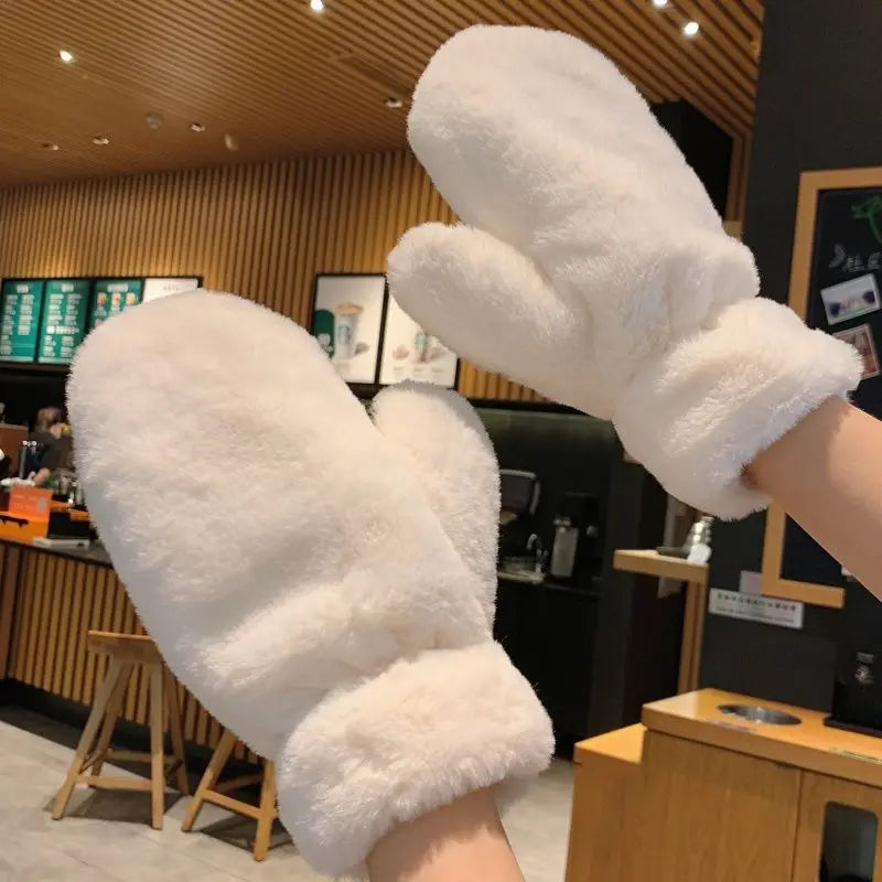 Plüschhandschuhe Weiches Futter Warme Damenhandschuhe Winter Outdoor Elastisch Komfortabel Kaltes Wetter Ski | Sansoti
