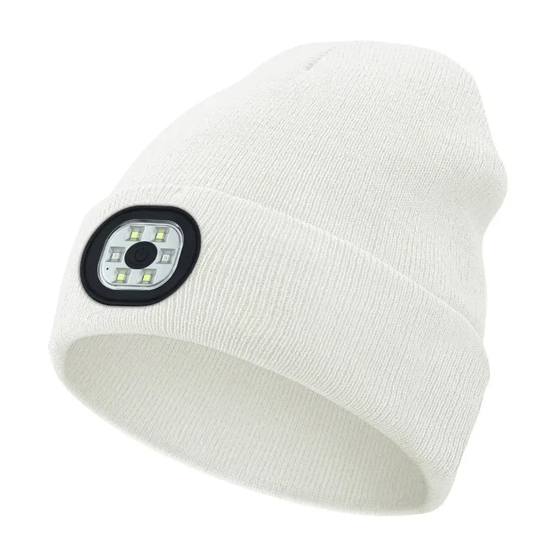 Knitted Winter Hat with Rechargeable LED Light Hands-Free Headlamp for Outdoor Winter Activities | Sansoti