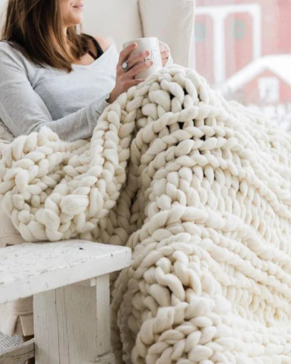 Handgebreid Chunky Plaid – Dik Gebreide Deken in Zachte Chenille voor Bank en Bed | Sansoti