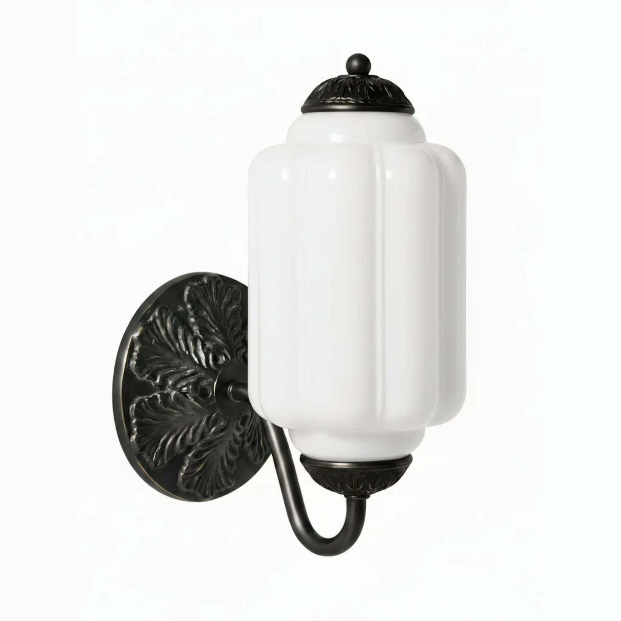 Vintage Wandlamp met Melkglas en Geolied Messing – Klassieke Retro Verlichting voor Hal, Slaapkamer, Woonkamer | Sansoti