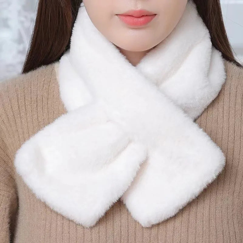 Faux Fur Neck Warmer Scarf with Loop, Soft Plush Winter Neck Accessory for Women, 6 Colors, Stylish | Sansoti