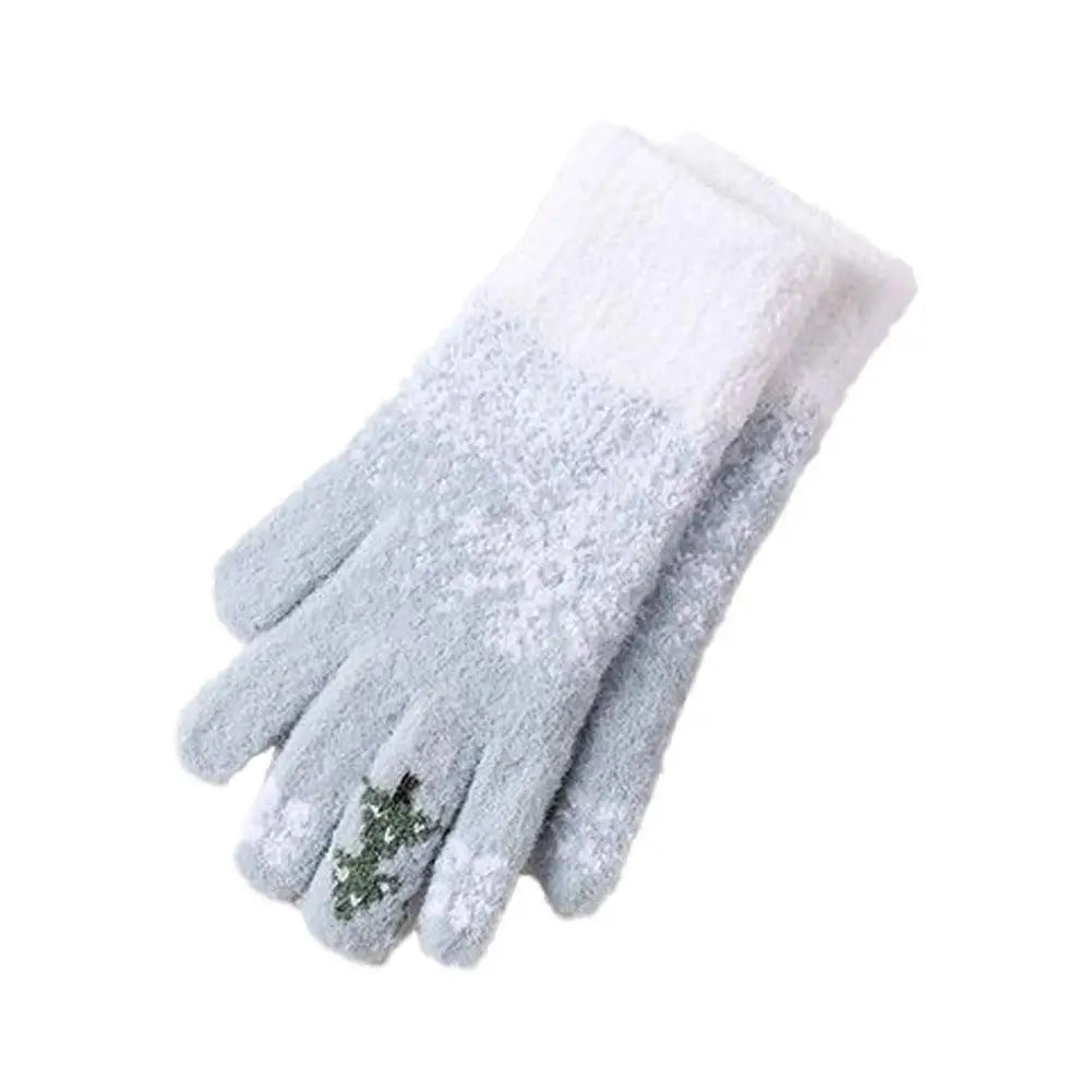 Convertible Knitted Fingerless Gloves Fleece-Lined Winter Mittens Warm Festive Women Men | Sansoti