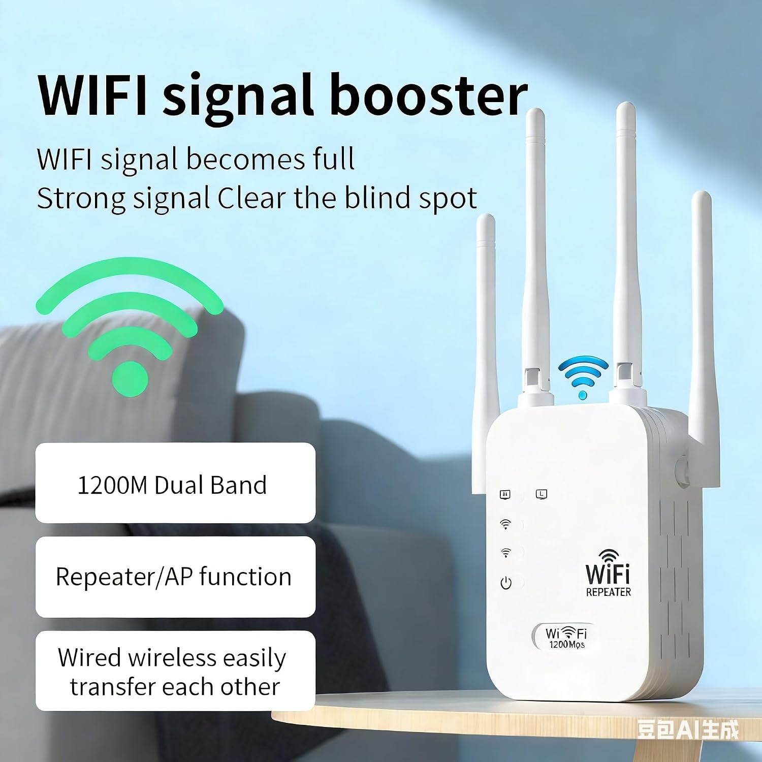WiFi Versterker Buiten Weerbestendig Dual-Band 1200Mbps Signaalversterker Tuin Patio Garage Range Extender | Sansoti