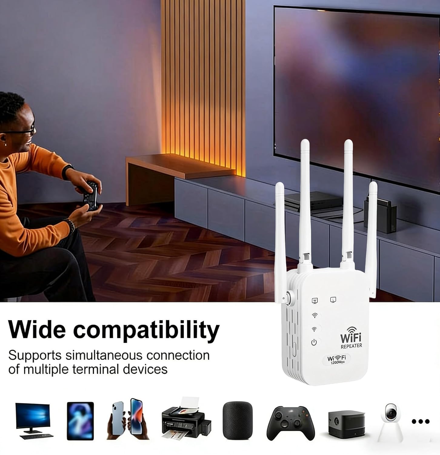 WiFi Versterker Buiten Weerbestendig Dual-Band 1200Mbps Signaalversterker Tuin Patio Garage Range Extender | Sansoti