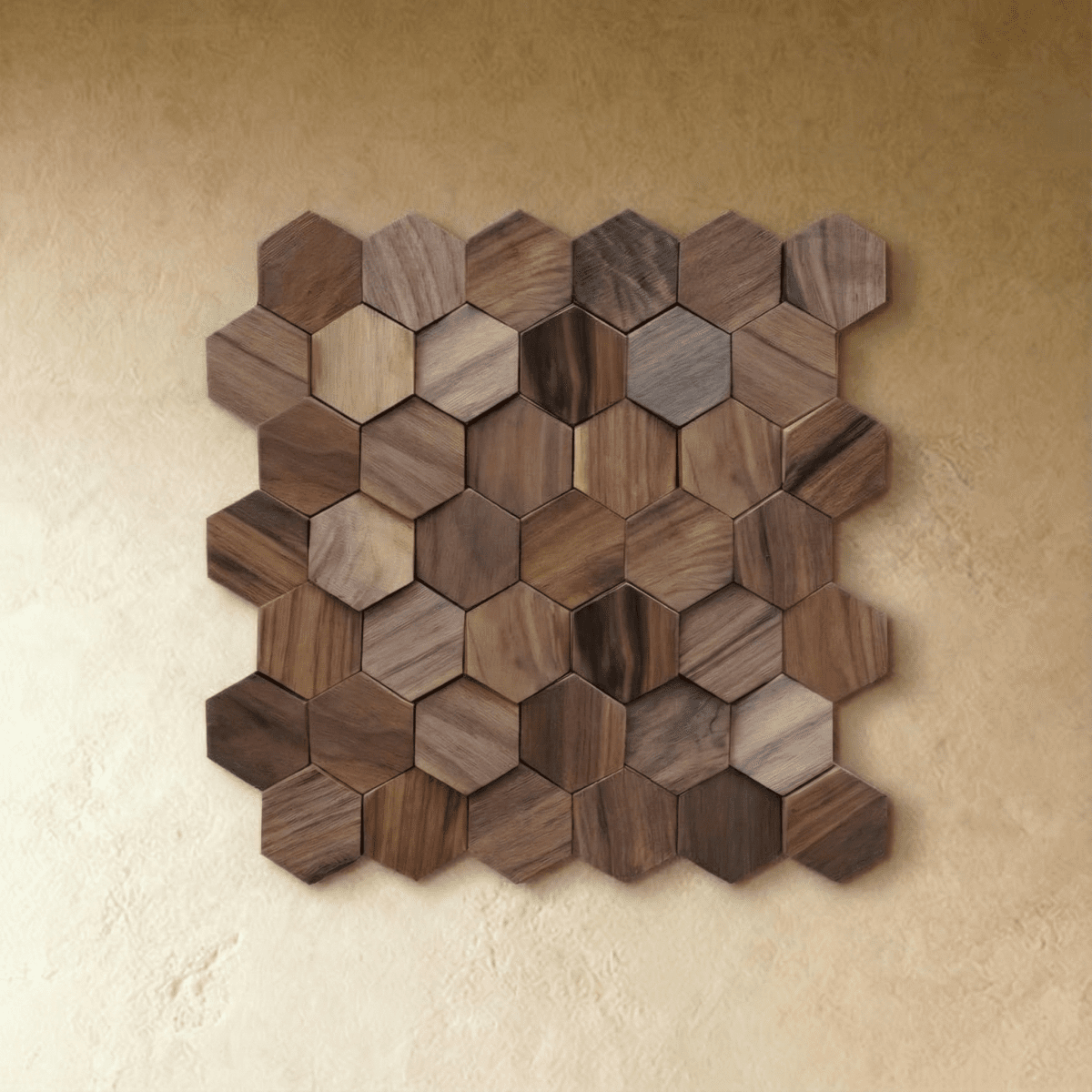 Wikne Houten Mozaïek Wandpanelen Met Hexagon Design Voor Moderne Accentmuren | Sansoti