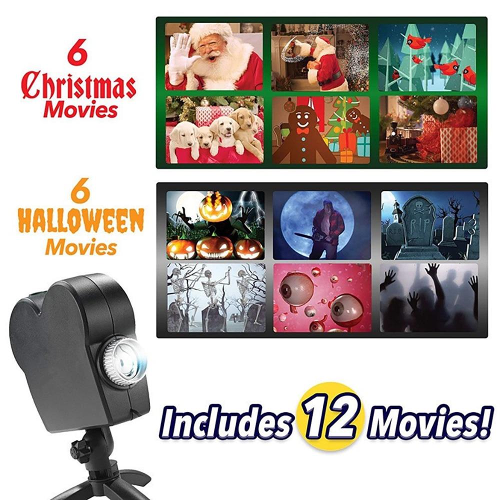 Projection sur fenêtre Animations en mouvement Fêtes Noël Halloween Projecteur LED intérieur extérieur 12 scènes | Sansoti