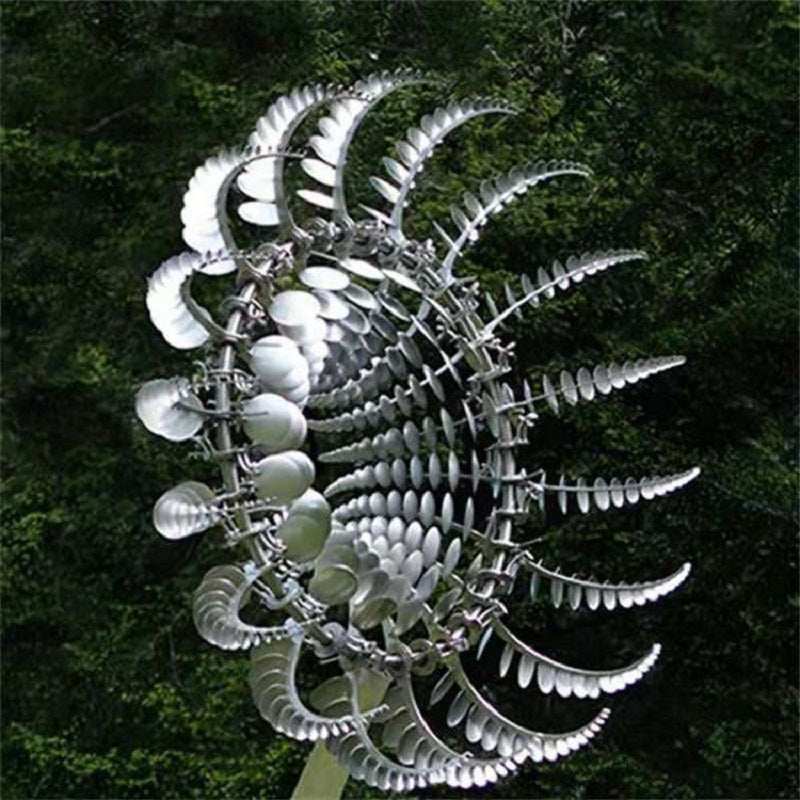 Metallwindmühle als Gartendekoration, 99cm, kinetisches Windspiel, drehbar, wetterfest, farbige Akzente, Garten | Sansoti