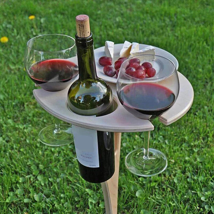 Faltbare hölzerne Picknick-Weinablage für Garten Park Strand Camping Outdoor Tragbarer Weintisch | Sansoti