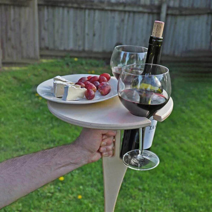 Faltbare hölzerne Picknick-Weinablage für Garten Park Strand Camping Outdoor Tragbarer Weintisch | Sansoti