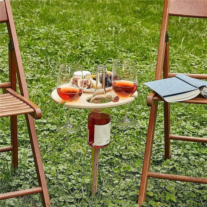 Faltbare hölzerne Picknick-Weinablage für Garten Park Strand Camping Outdoor Tragbarer Weintisch | Sansoti