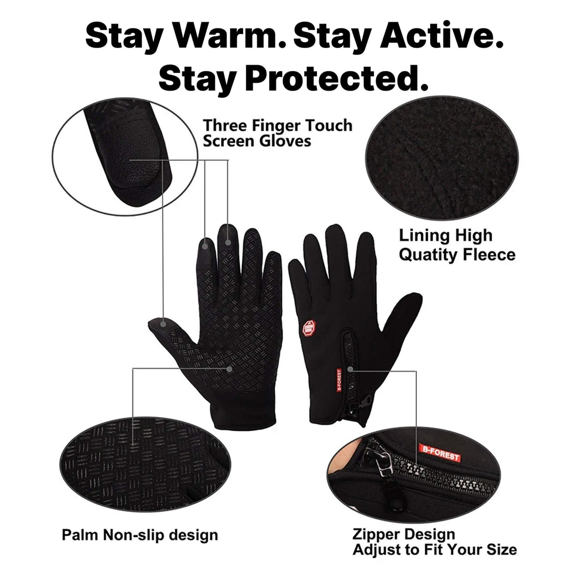 Thermische fietshandschoenen met touchscreen winddicht fleece warm winterhandschoenen voor sportief fietsen | Sansoti