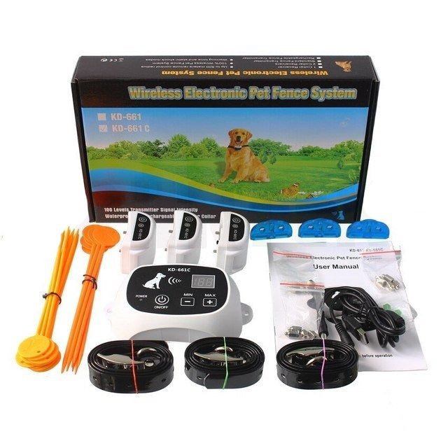 Wireless Dog Fence System with Adjustable Collar Invisible Boundary Safe Off-Leash Area Pet | Sansoti