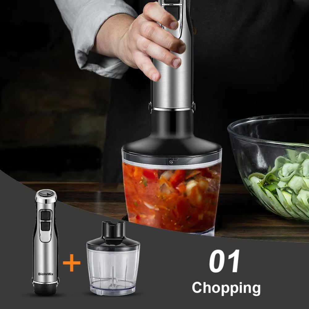 Immersion Blender 1200W 4-in-1 Set with Chopper, Whisk and Smoothie Cup, Stainless Steel Multifunctional Kitchen Mixer | Sansoti
