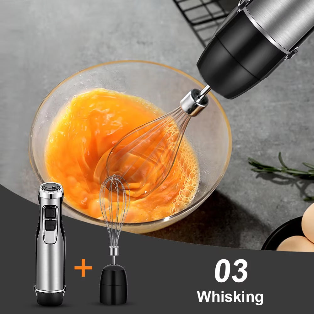 Immersion Blender 1200W 4-in-1 Set with Chopper, Whisk and Smoothie Cup, Stainless Steel Multifunctional Kitchen Mixer | Sansoti