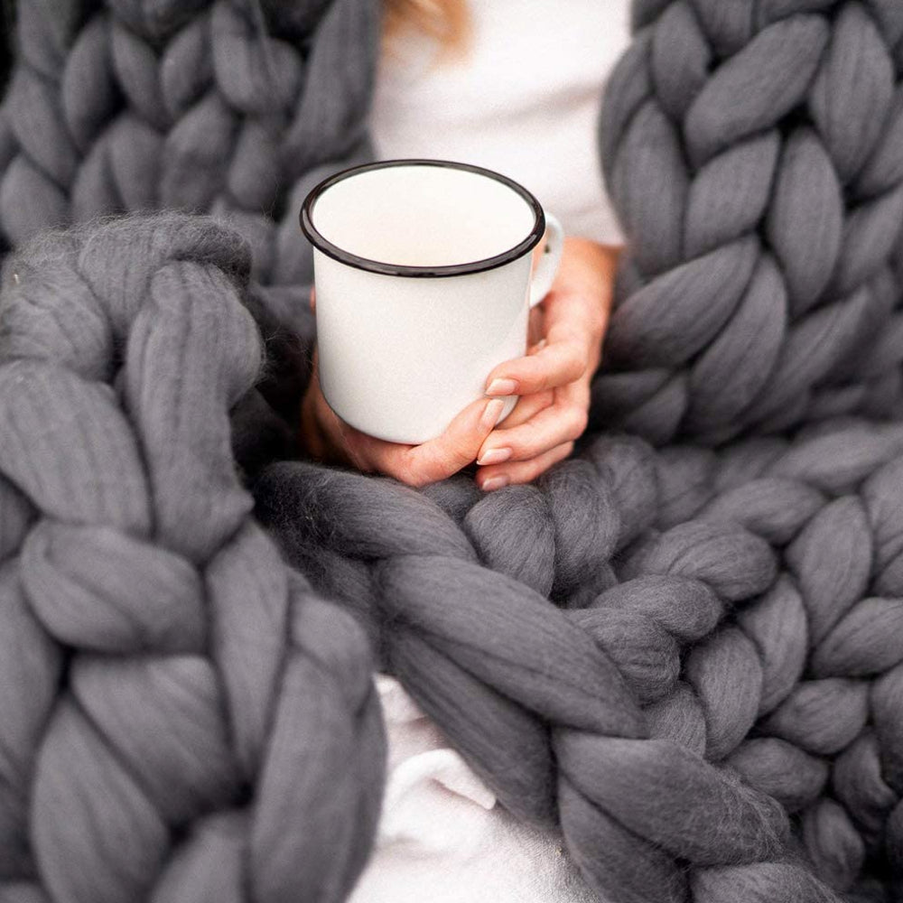 XXL-Strickgarn 1000g Chunky-Garn, weiches dickes Wollgarn für DIY-Decken, Kissen, Wohnaccessoires, Handarbeiten und Stricken | Sansoti