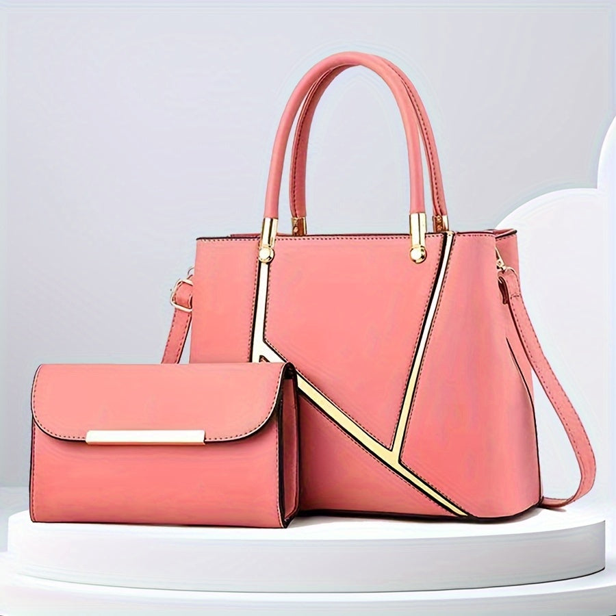 Handtas-Set aus zwei Taschen: Shopper und Crossbody-Tasche, Damen-Schultertaschen aus Kunstleder, praktisch für den täglichen Gebrauch | Sansoti