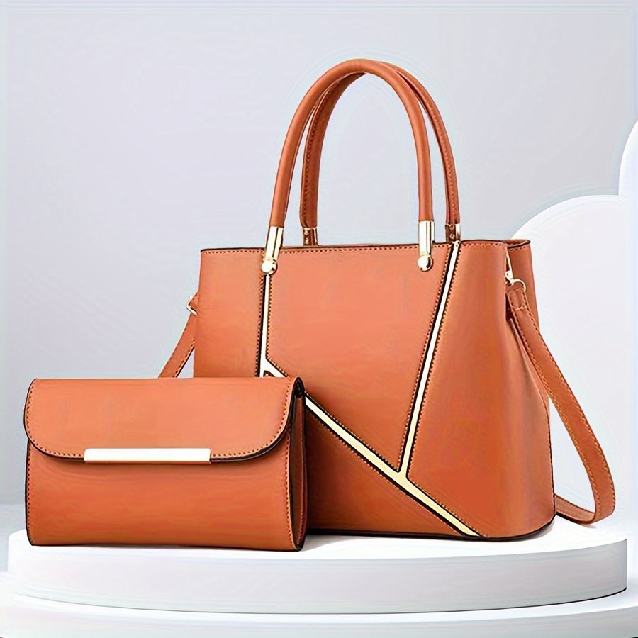 Handtas-Set aus zwei Taschen: Shopper und Crossbody-Tasche, Damen-Schultertaschen aus Kunstleder, praktisch für den täglichen Gebrauch | Sansoti