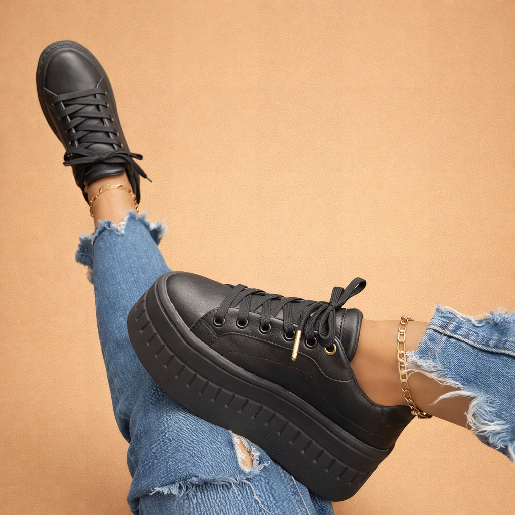 Damen-Plateau-Sneaker mit erhöhter Sohle - lässige, sportliche Schuhe für täglichen Komfort und Stil | Sansoti