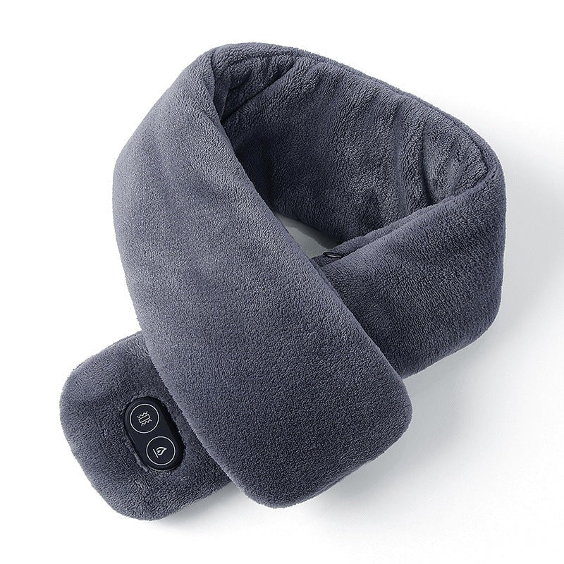 Heatable Neck Pillow with Massage Function Fleece Gray Therapeutic Heat Therapy Comfort Relaxation | Sansoti