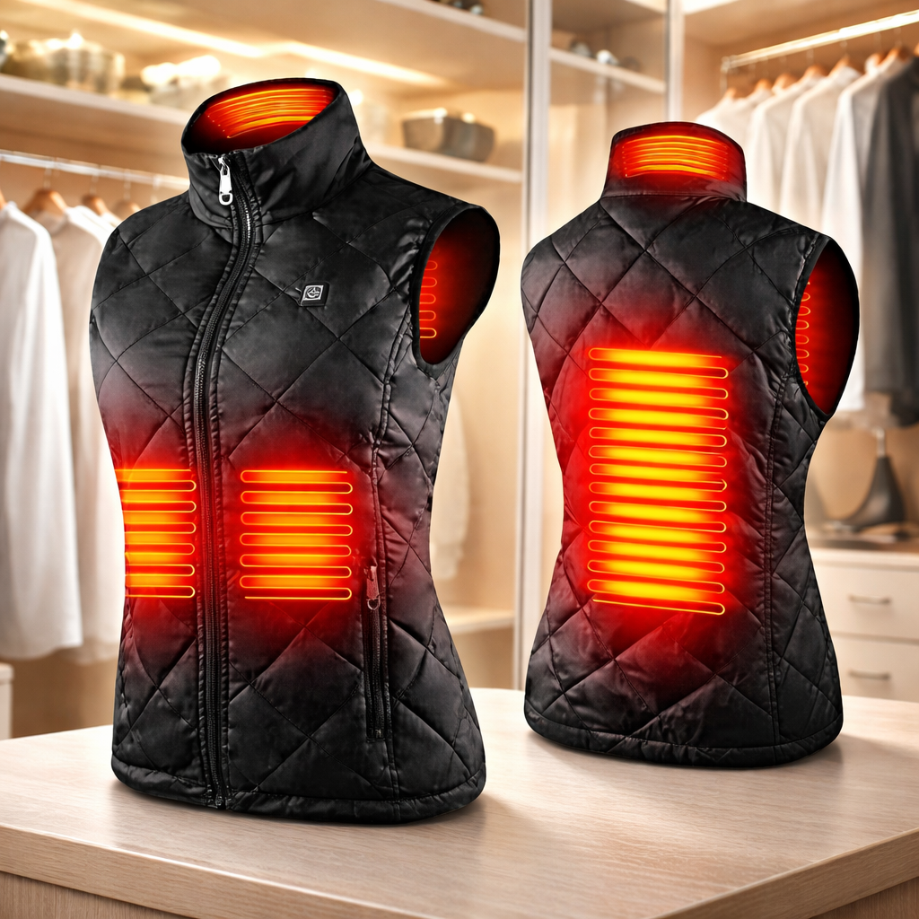 Verwarmbare Damesbodywarmer Gewatteerd met Hoge Kraag Mouwloos Thermolaag Outdoor Wandelen Wintervest | Sansoti