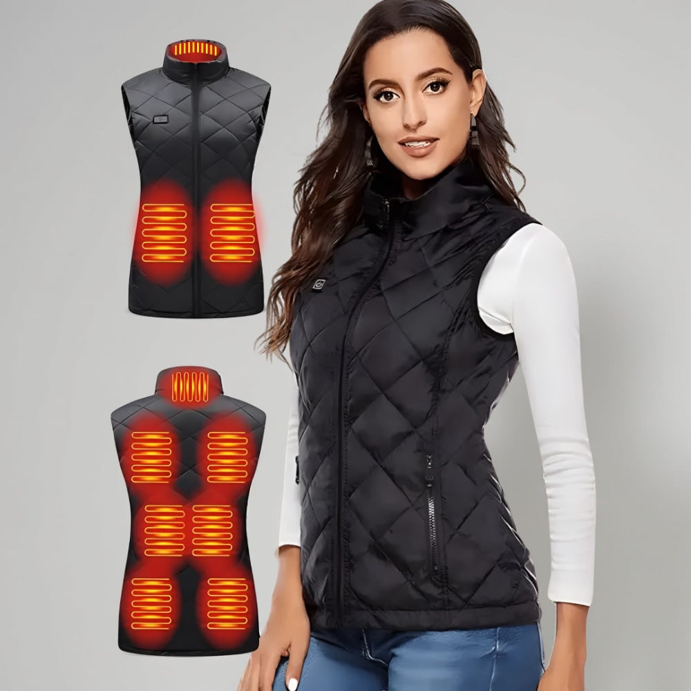 Verwarmbare Damesbodywarmer Gewatteerd met Hoge Kraag Mouwloos Thermolaag Outdoor Wandelen Wintervest | Sansoti
