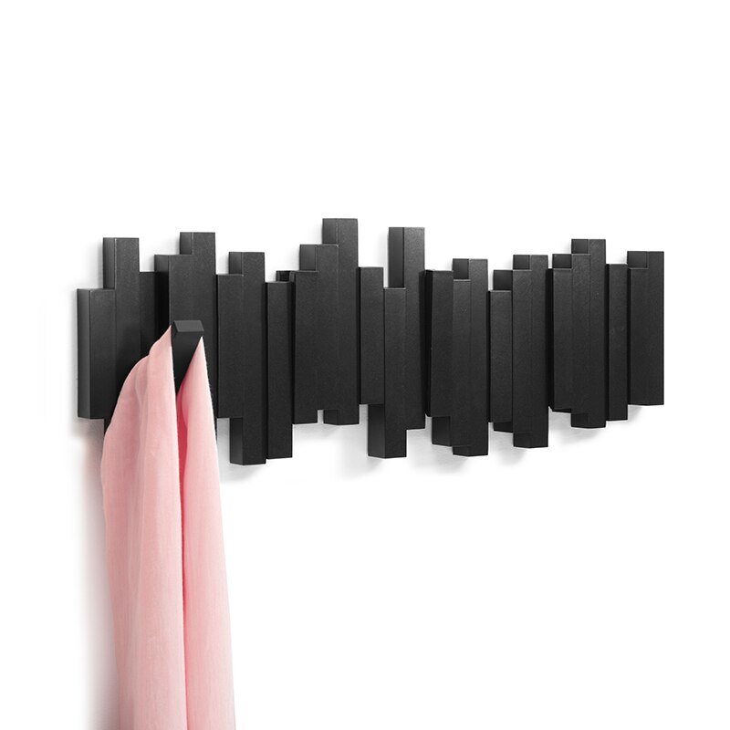 Wandkapstok met Magnetische Opvouwhaken - Scandinavisch Design - 4 tot 10 Haken - Modern Essenhout of Walnoot - Ruimtebesparend Hallway Organizer - Sleutellochophanging | Sansoti