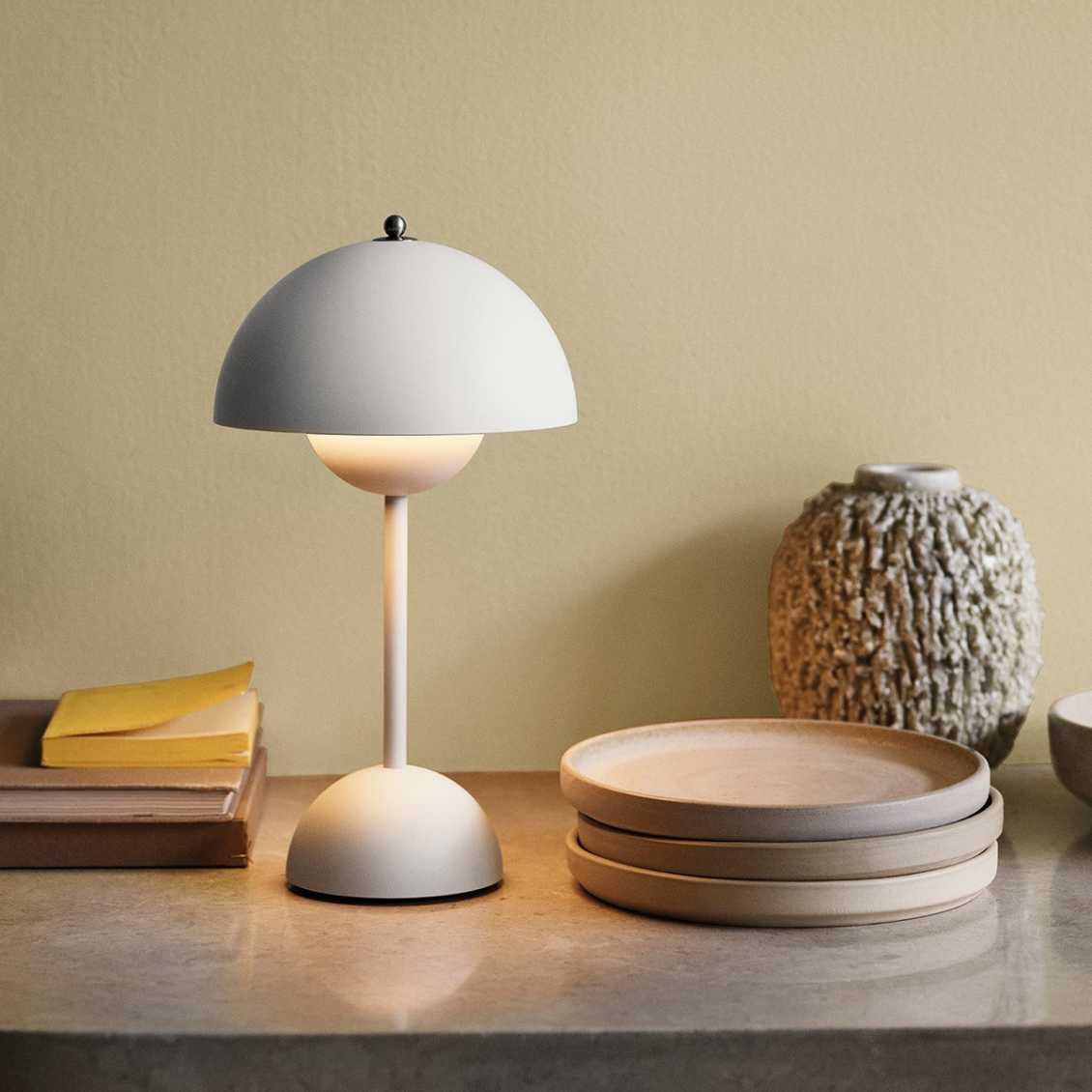 Tafellamp paddenstoel LED USB oplaadbaar draadloos nachtkastje bureau sfeerlicht interieur | Sansoti