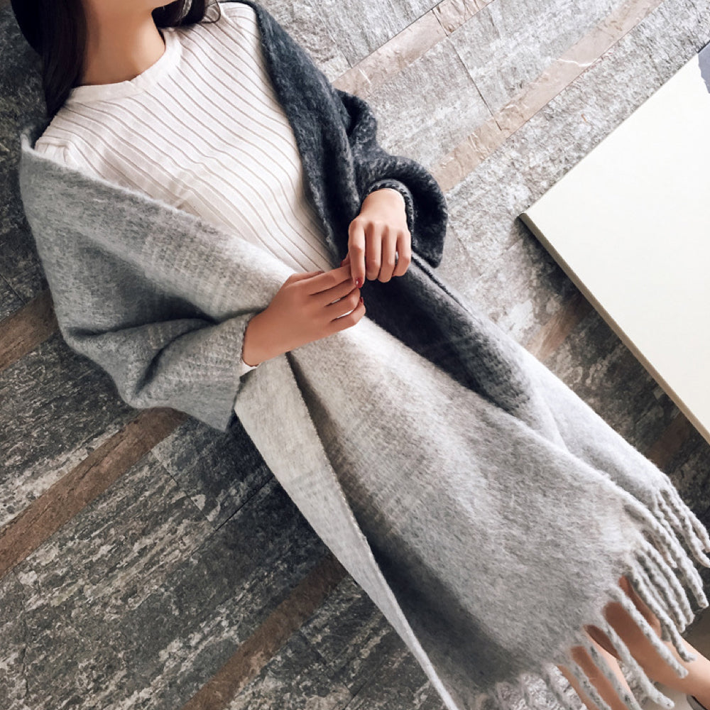Soft Wool Wrap with Plaid Print and Fringes for Warmth Style and Comfort in Autumn and Winter | Sansoti