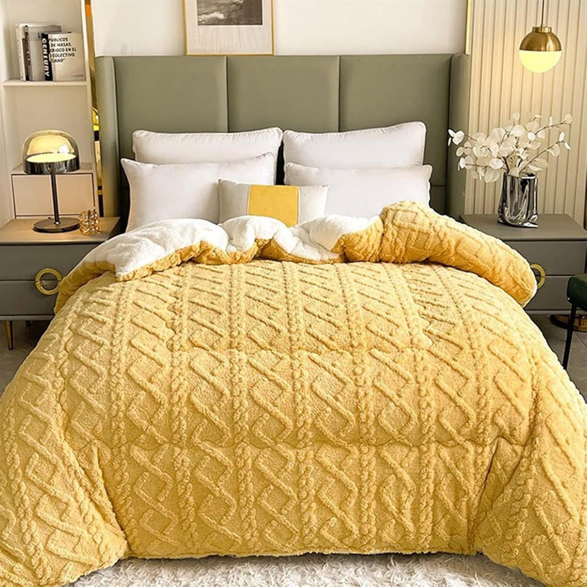 Dubbelzijdige Plaid Sherpa Fleece Geometrisch Patroon Warmte Comfort Woonkamer Slaapkamer Bank Bed Deken | Sansoti