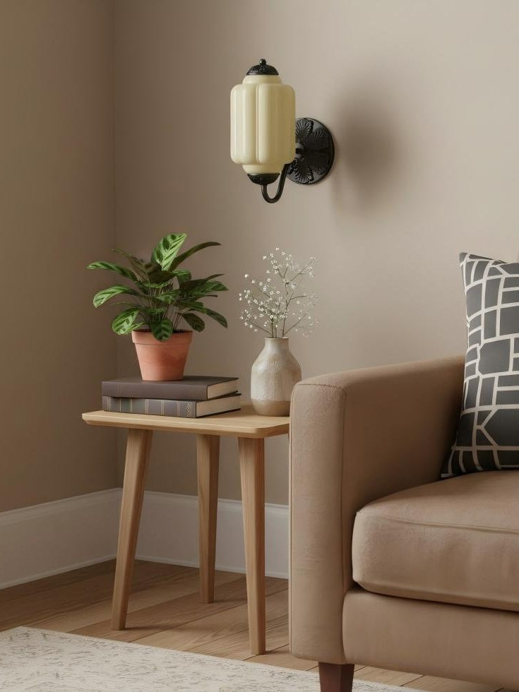 Melkglazen Wandlamp Eloise voor Hal en Slaapkamer | Vintage Wandverlichting met Melkwit Glas | Sansoti