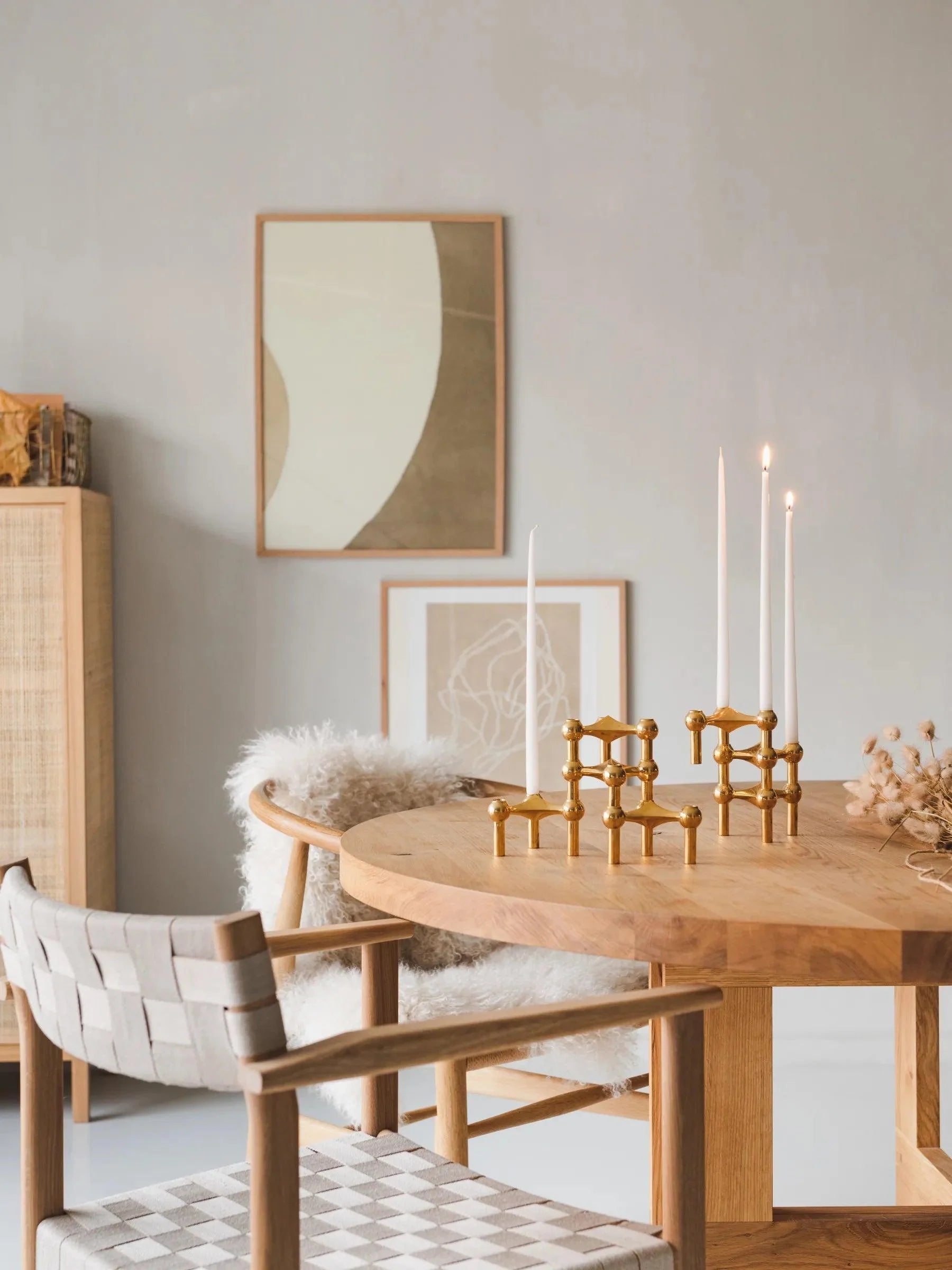 Modulare Design-Kerzenleuchter aus massivem Messing im 3er-Set – Skulpturale Wohndekoration für Tisch und Anrichte | Restfield