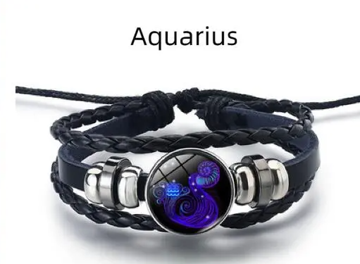 Edelstenen Armband met Sterrenbeeld Symbool Lapis Lazuli Sodaliet Leer Staal Beschermend Spiritueel Sieraad | Sansoti
