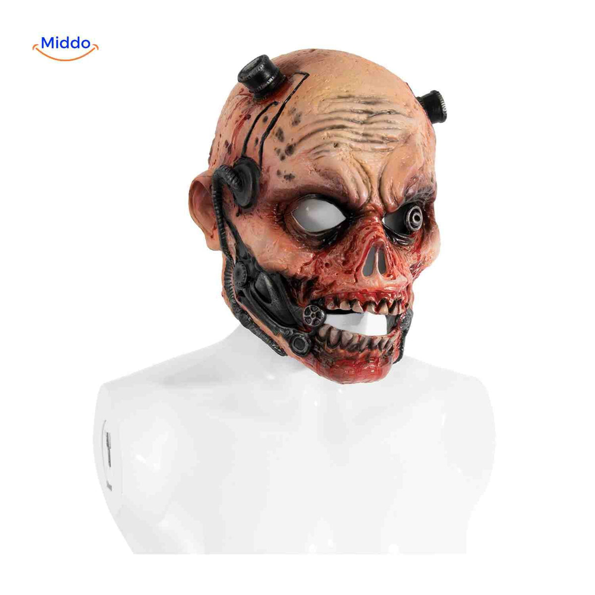 Horror-Maske Cyborg-Zombie | RP-Schaumstoff 24x25cm | Bequem und atmungsaktiv | Halloween-Kostümzubehör | Sansoti