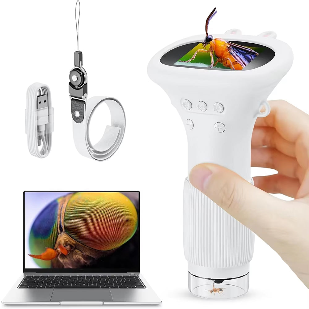 Digitale Kindermicroscoop 1000X Vergroting HD Camera voor Outdoor STEM Leren en Ontdekken Geel Wit Bruin | Sansoti