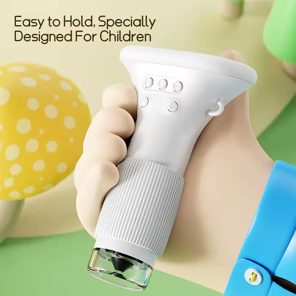 Digitale Kindermicroscoop 1000X Vergroting HD Camera voor Outdoor STEM Leren en Ontdekken Geel Wit Bruin | Sansoti