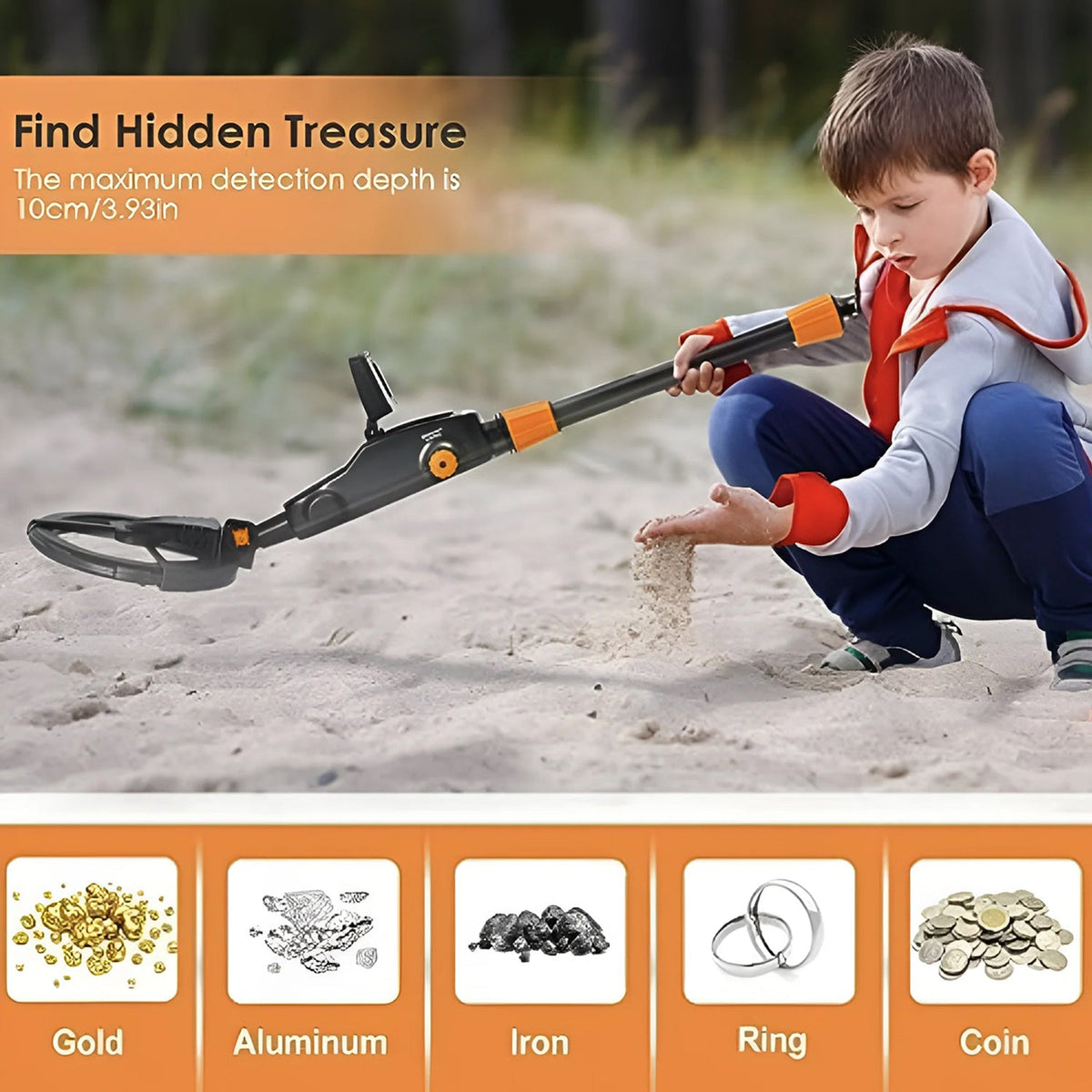 Metaaldetector voor Kinderen Junior Explorer Waterbestendig Schattenjacht Speelgoed voor Tuin en Strand | Sansoti